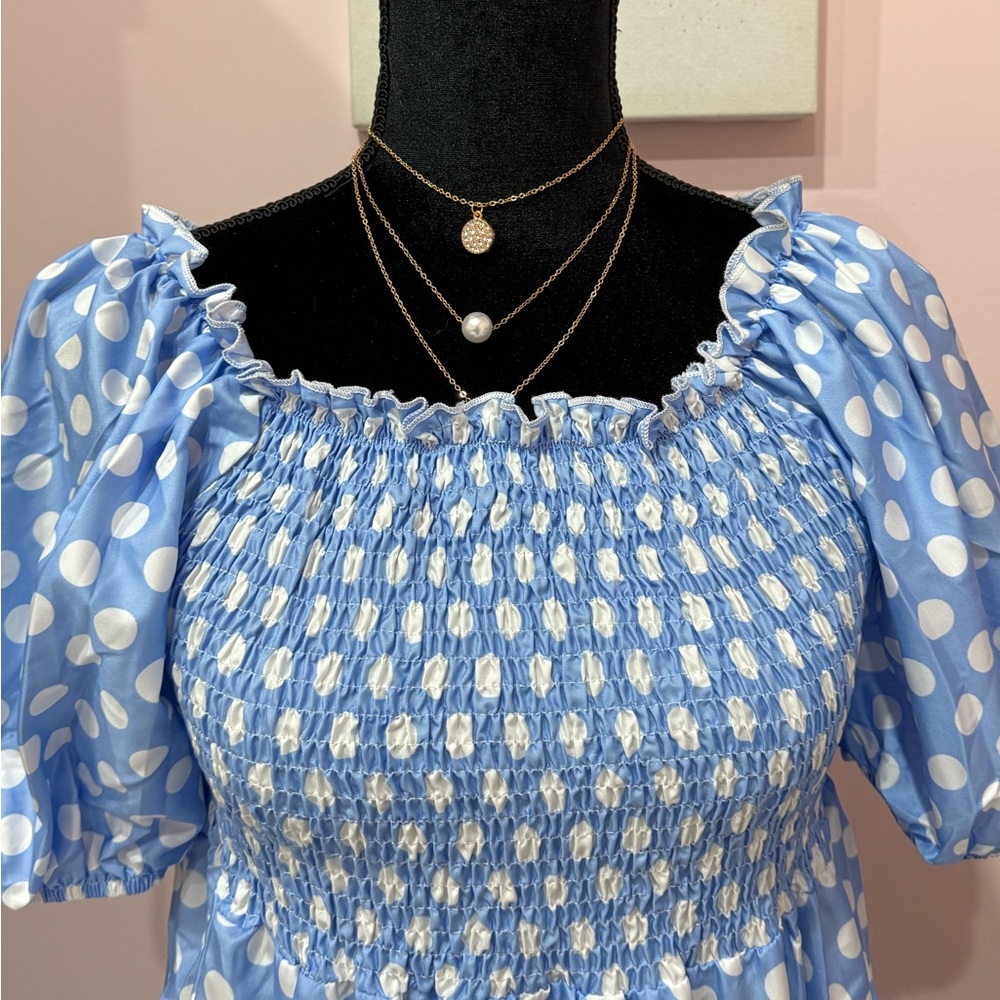 Polka Dot, Light Blue Dress - Picture 10 of 11